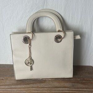 Badgley Mischka Cream Tote with Gold Details